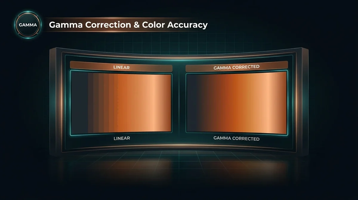 Correction gamma et fidélité des couleurs sur les façades LED