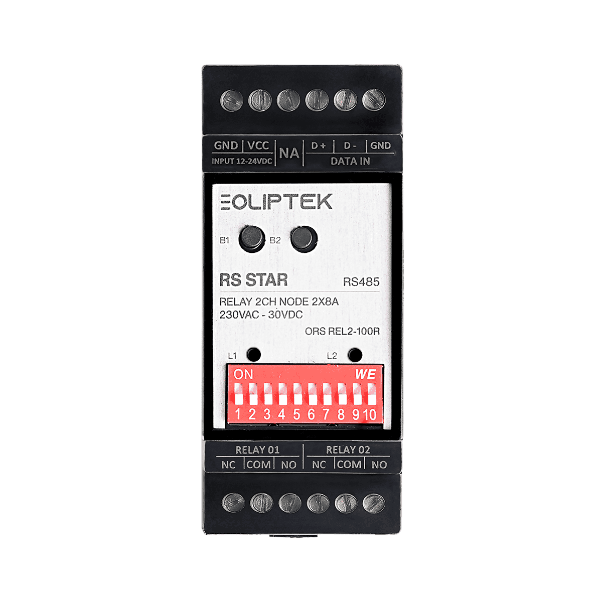 RS485 2 KANAL RÖLE UÇBİRİM 2X8A 230VAC - 30VDC