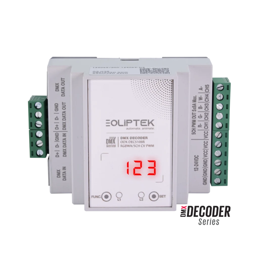 Oliptek DMX RGBWA/5CH CV PWM DECODER görseli-2