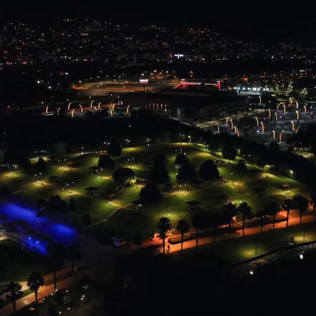 Seka Park Kocaeli Akıllı Aydınlatma uygulaması havadan görünüm